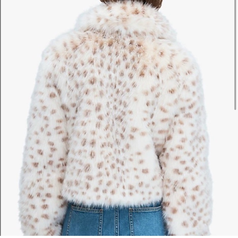 Kate Spade Faux Fur Spotted Leopard Cropped Jacket - EUC sz XL - Picture 2 of 10